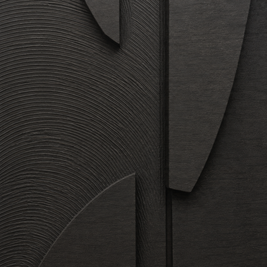 Curves in Charcoal | Wood Print — surface close-up