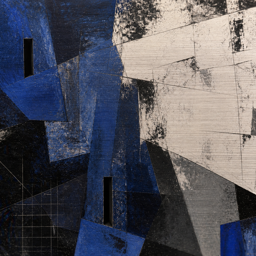 Cobalt After Dark | Brushed Aluminum Print — surface close-up
