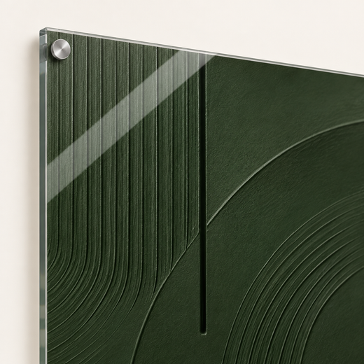 Lines Through Olive | Acrylic Print — edge close-up