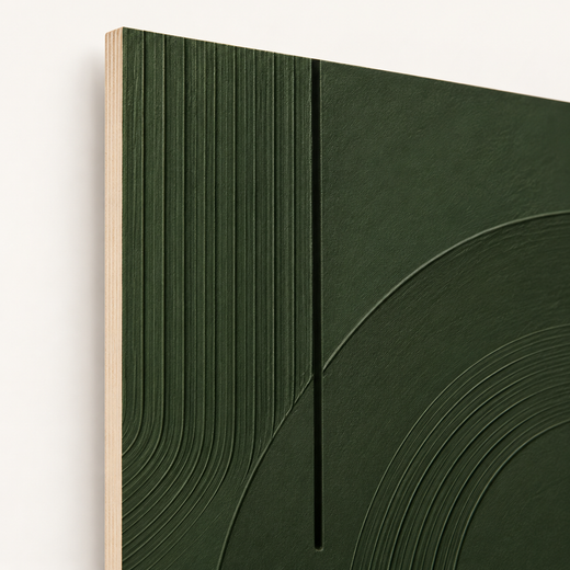Lines Through Olive | Wood Print — edge close-up