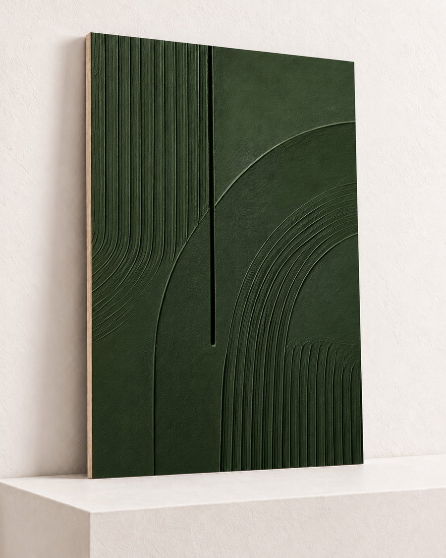 Lines Through Olive | Wood Print