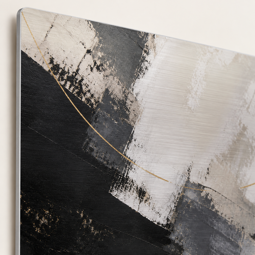 Black Takes a Turn | Brushed Aluminum Print — edge close-up