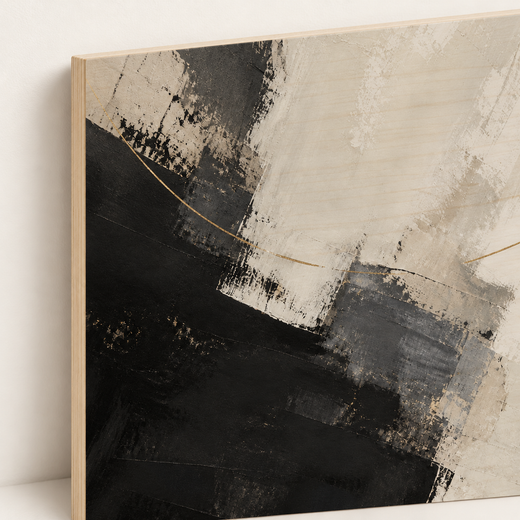 Black Takes a Turn | Wood Print — edge close-up