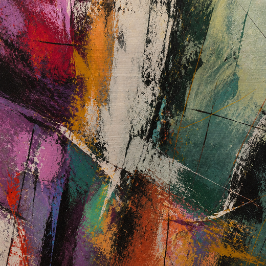 Colours Cross Here | Brushed Aluminum Print — surface close-up