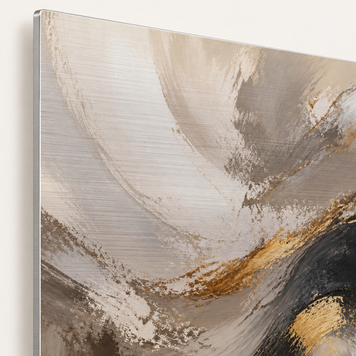 Swept in Ochre | Brushed Aluminum Print — edge close-up