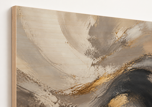 Swept in Ochre | Wood Print — edge close-up
