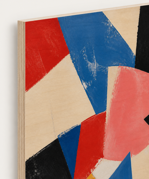 Red Meets Blue | Wood Print — edge close-up