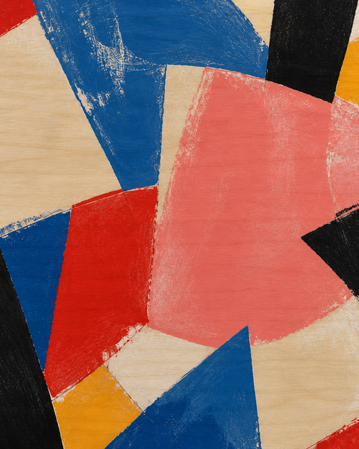 Red Meets Blue | Wood Print — surface close-up