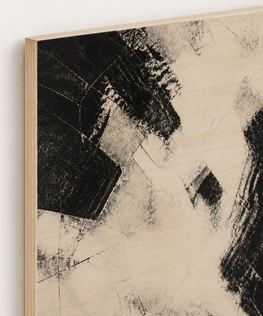 Light Through Black | Wood Print — edge close-up