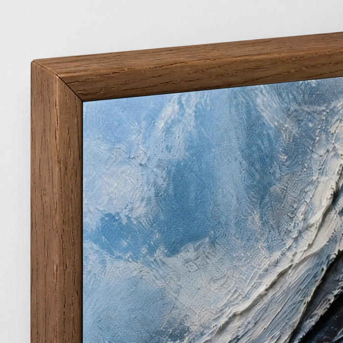 Atmospheric Shelf Wooden Framed | Blue Abstract Wall Art — detail 2