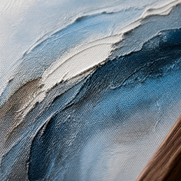 Atmospheric Shelf Wooden Framed | Blue Abstract Wall Art — detail 3