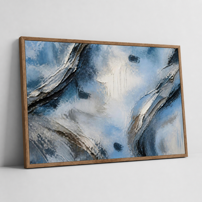 Atmospheric Shelf Wooden Framed | Blue Abstract Wall Art — detail 4