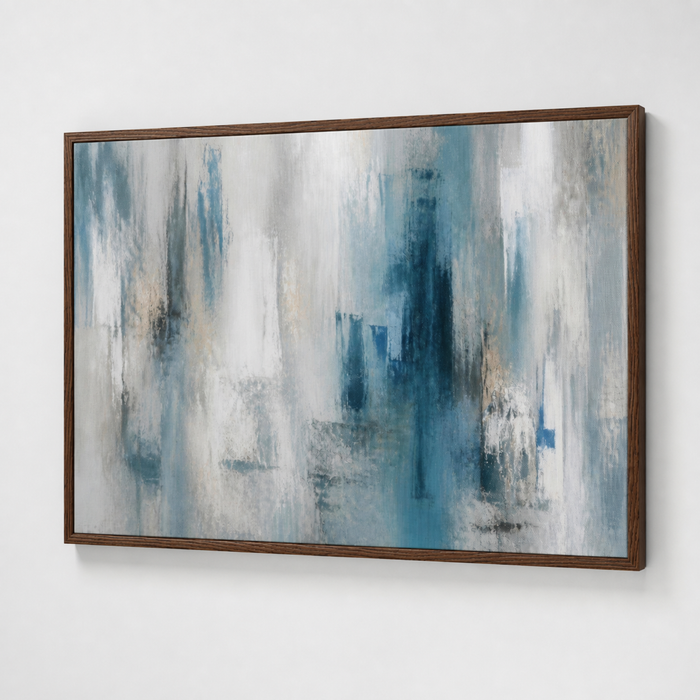 Fogged Cadence Wooden Framed | Blue Abstract Wall Art — detail 1