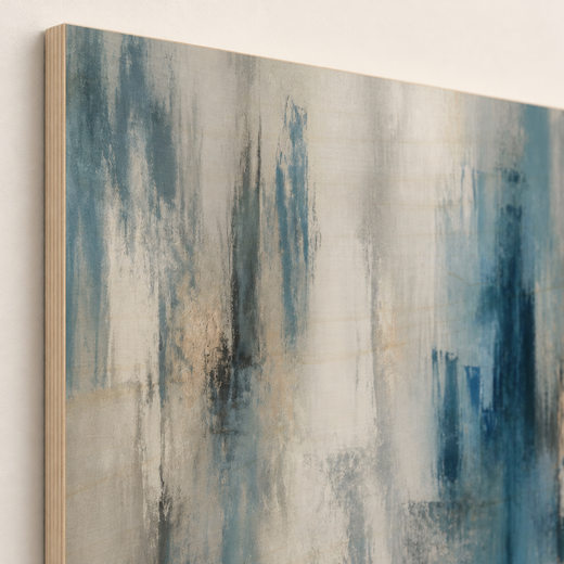 Blue, Softly | Wood Print — edge close-up