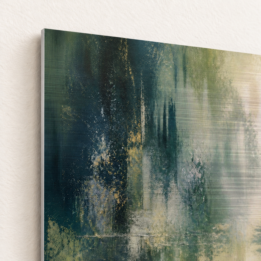 Forest After Rain | Brushed Aluminum Print — edge close-up