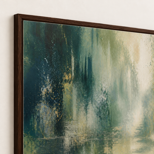 Forest After Rain | Framed Canvas — edge close-up