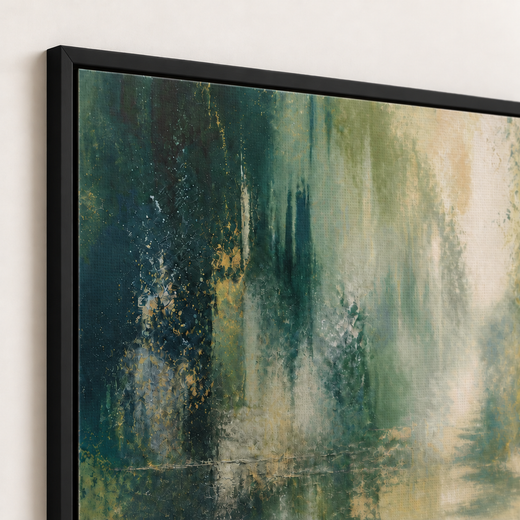 Forest After Rain | Framed Canvas — edge close-up