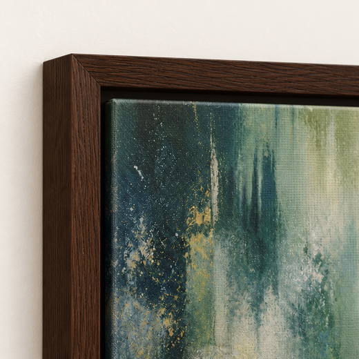 Forest After Rain | Framed Canvas — edge close-up