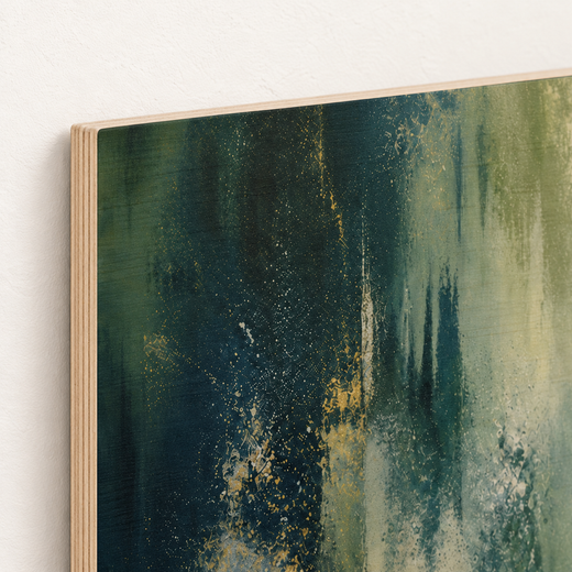 Forest After Rain | Wood Print — edge close-up