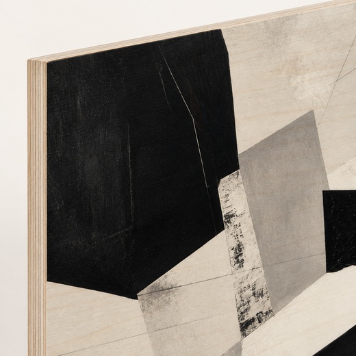 Folded in Black | Wood Print — edge close-up