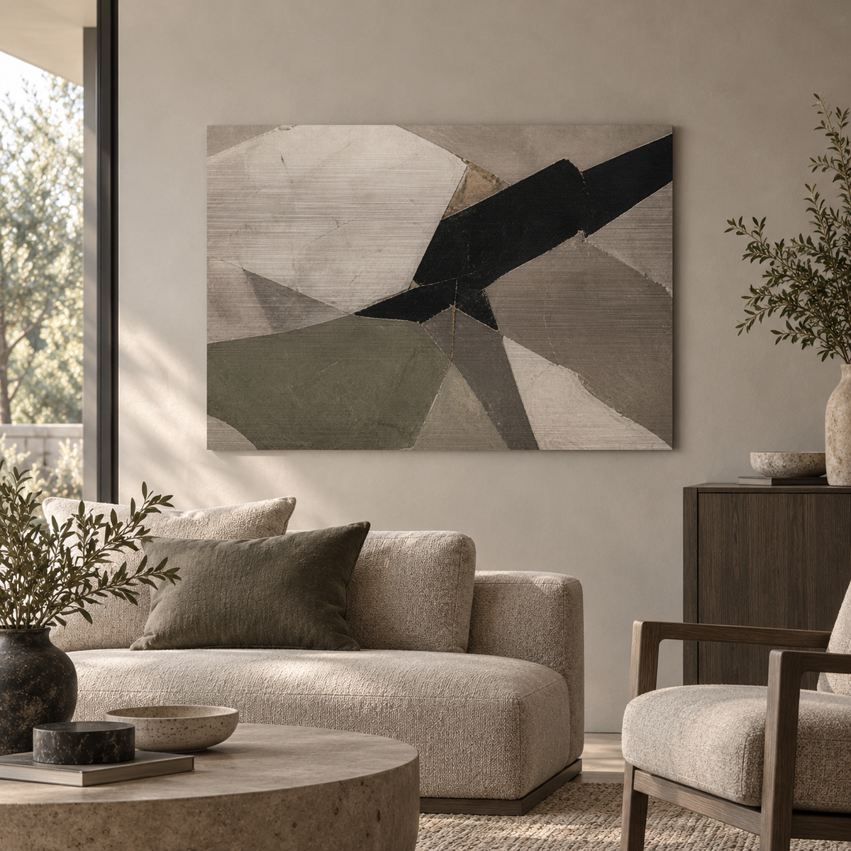 Brushed Aluminium artwork in a room
