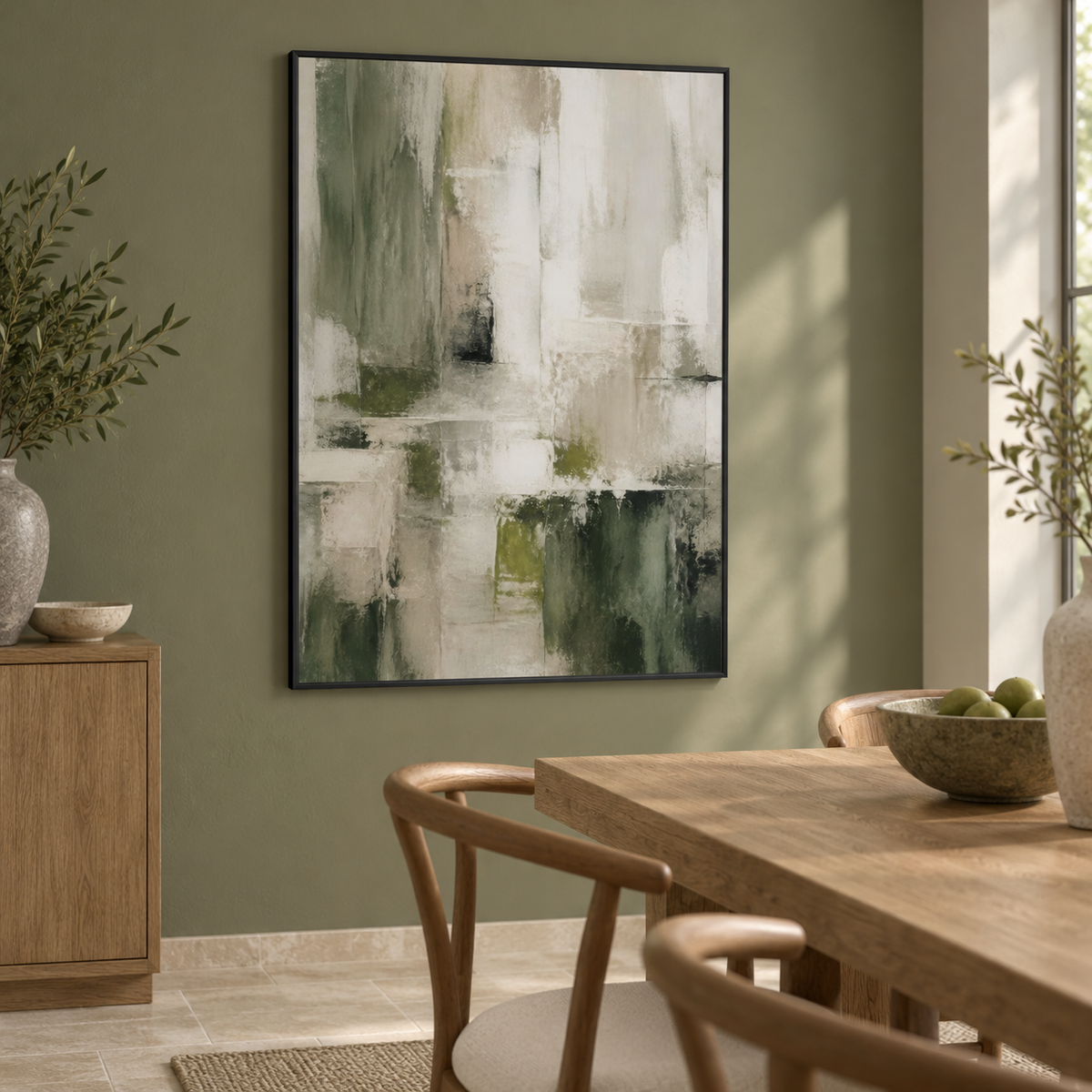 Green collection — Mist Ledger in a room, 70x100 cm Metal Framed Print