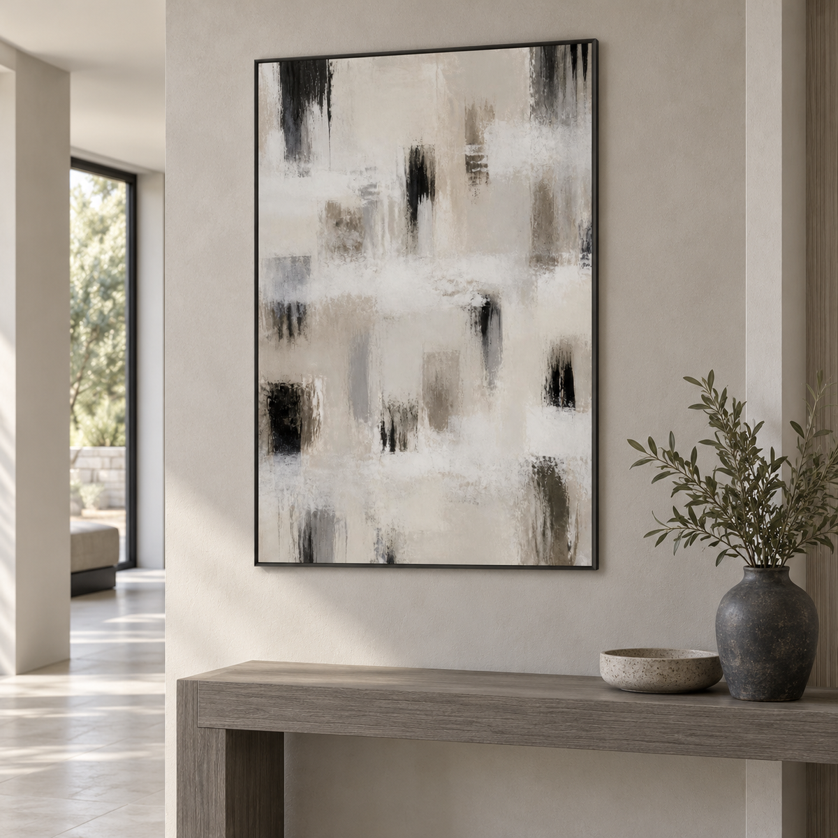 Grey collection — Ash Register in a room, 70x100 cm Metal Framed Print