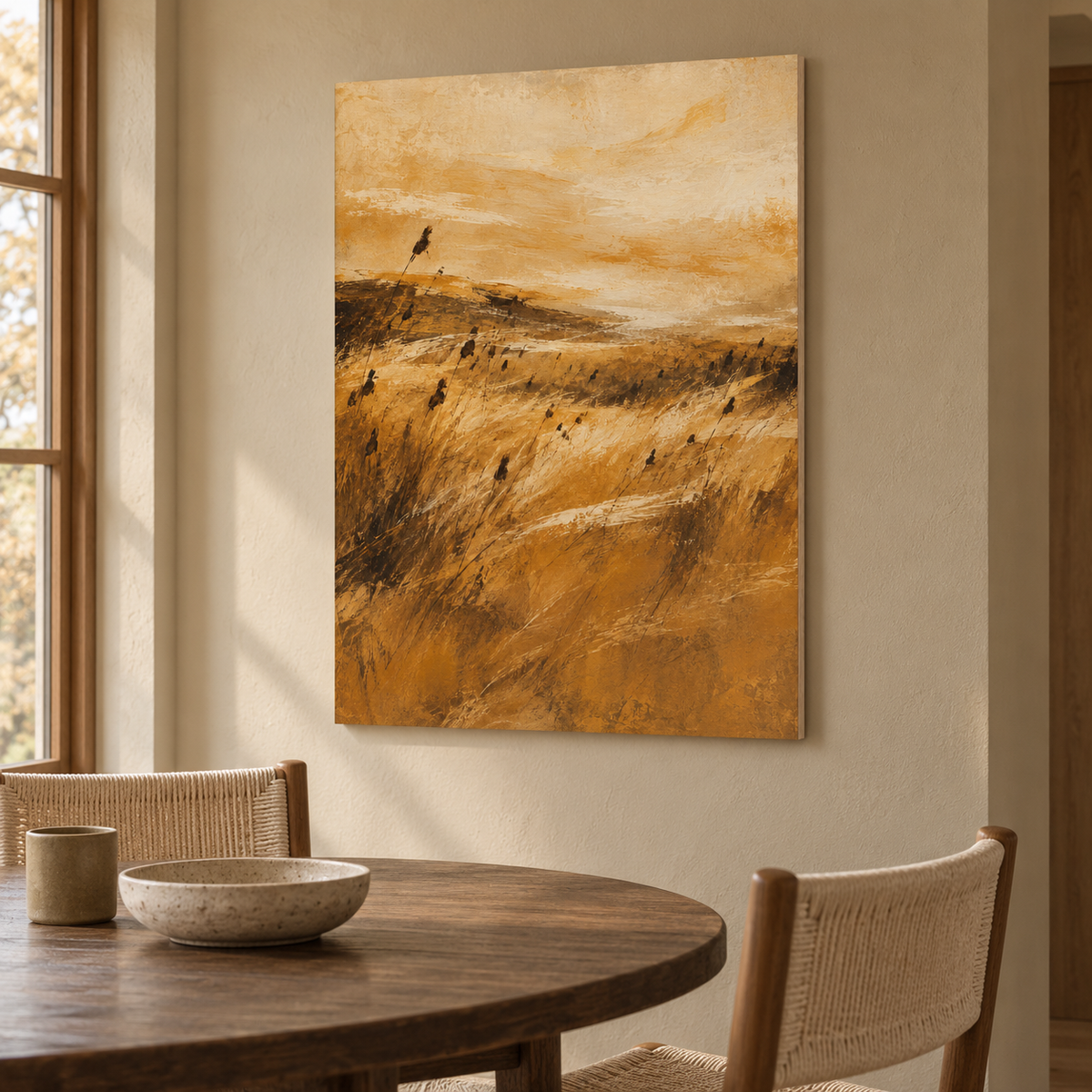 The Amber Field artwork displayed in an interior