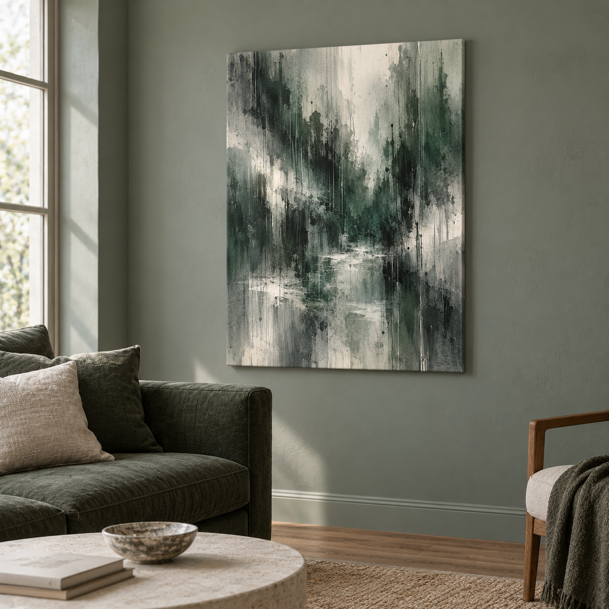 Rain Register artwork displayed in an interior