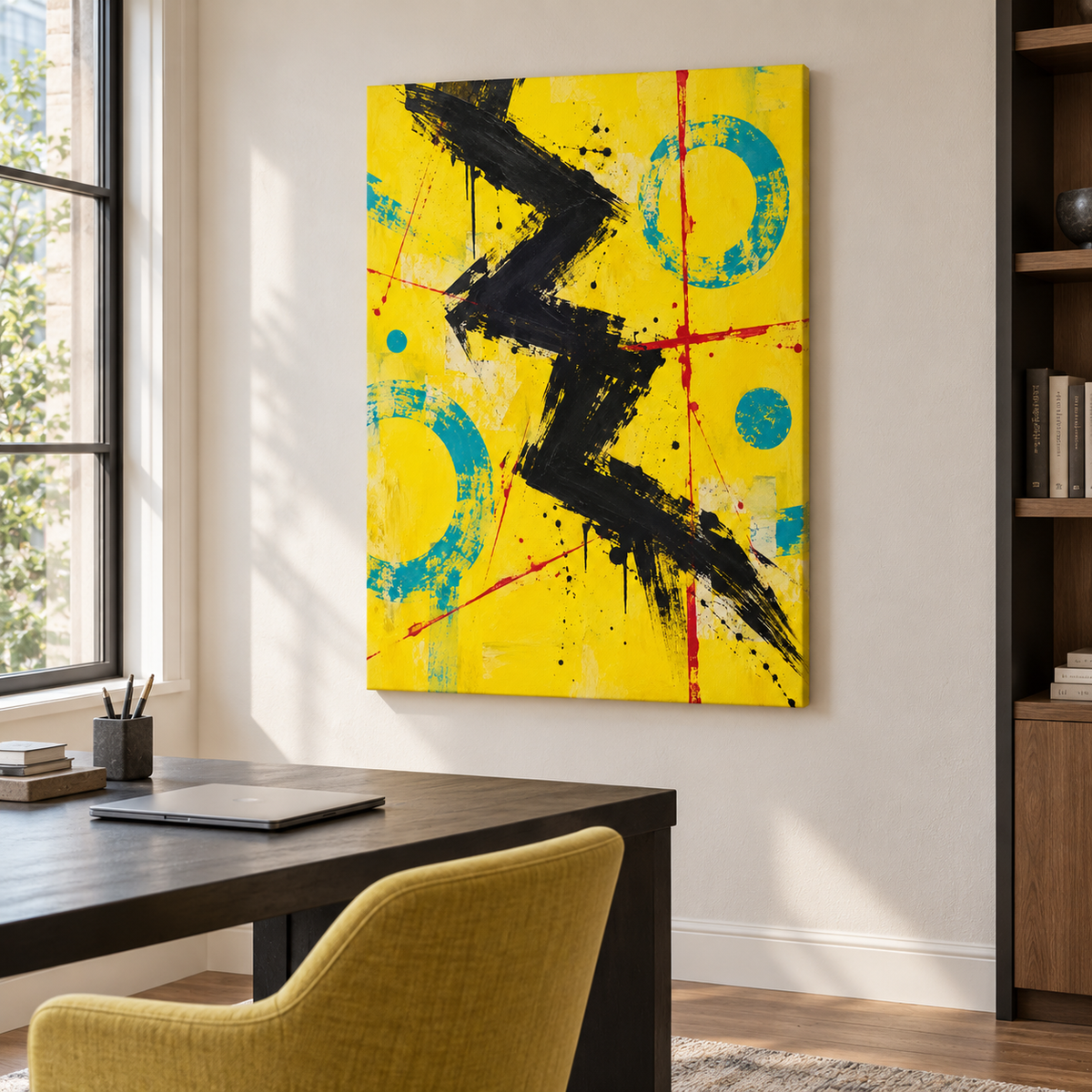 Signal Spill artwork displayed in an interior