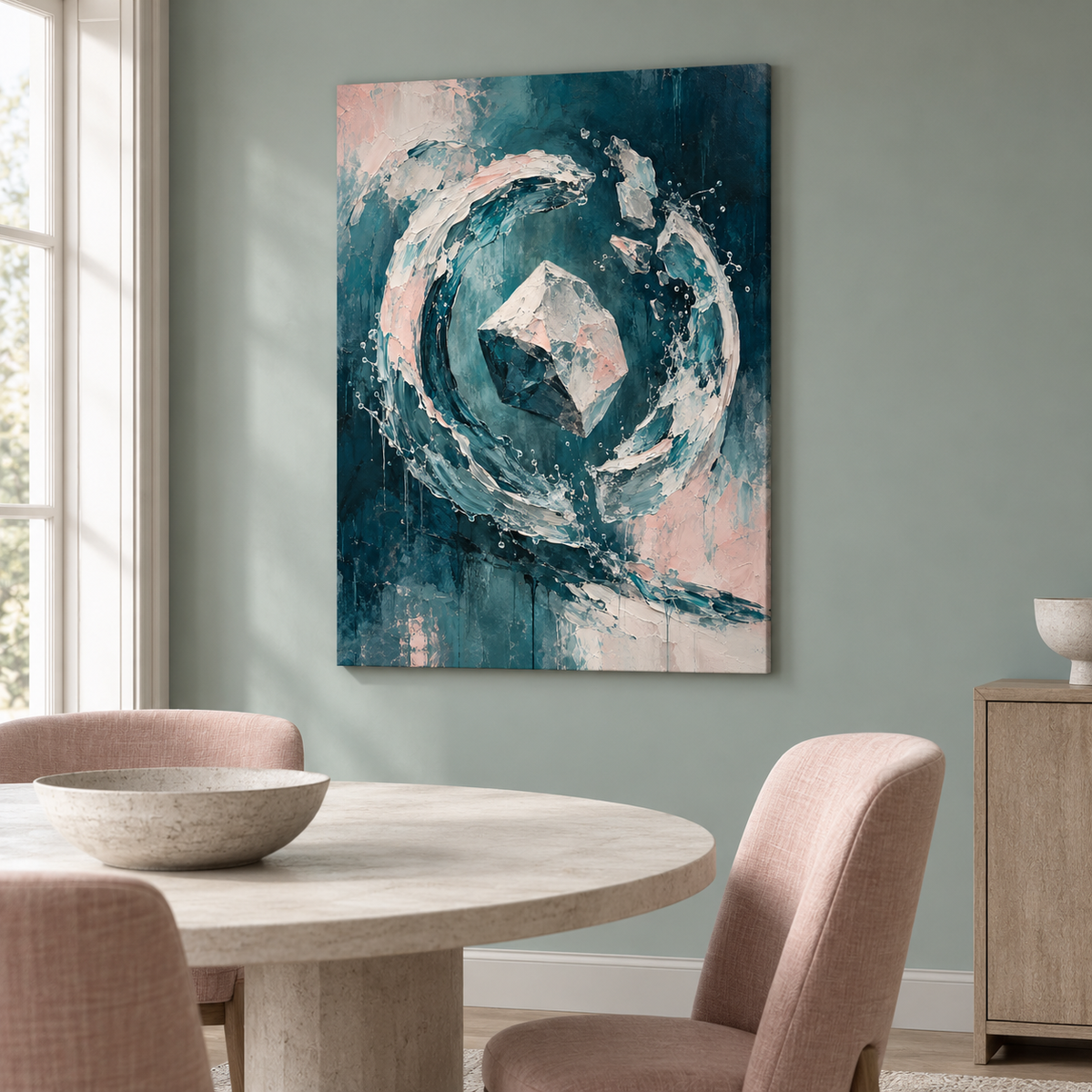 Weight of Water artwork displayed in an interior