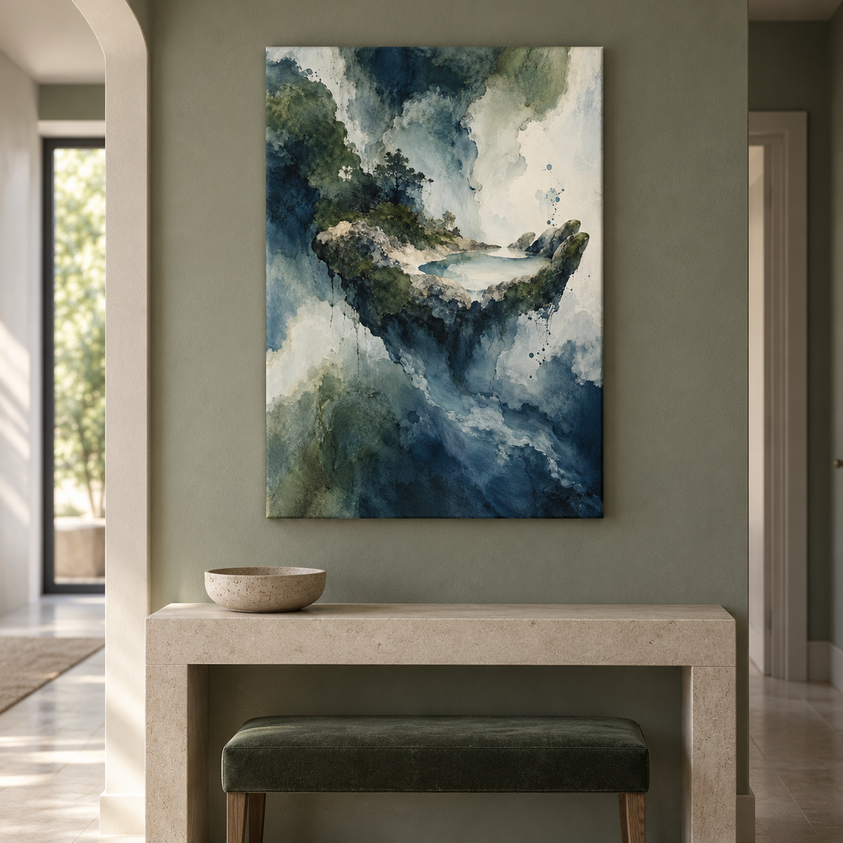 Below the Quiet artwork displayed in an interior