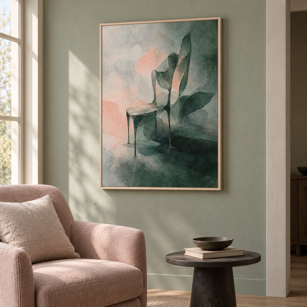 A Garden of Silence artwork displayed in an interior