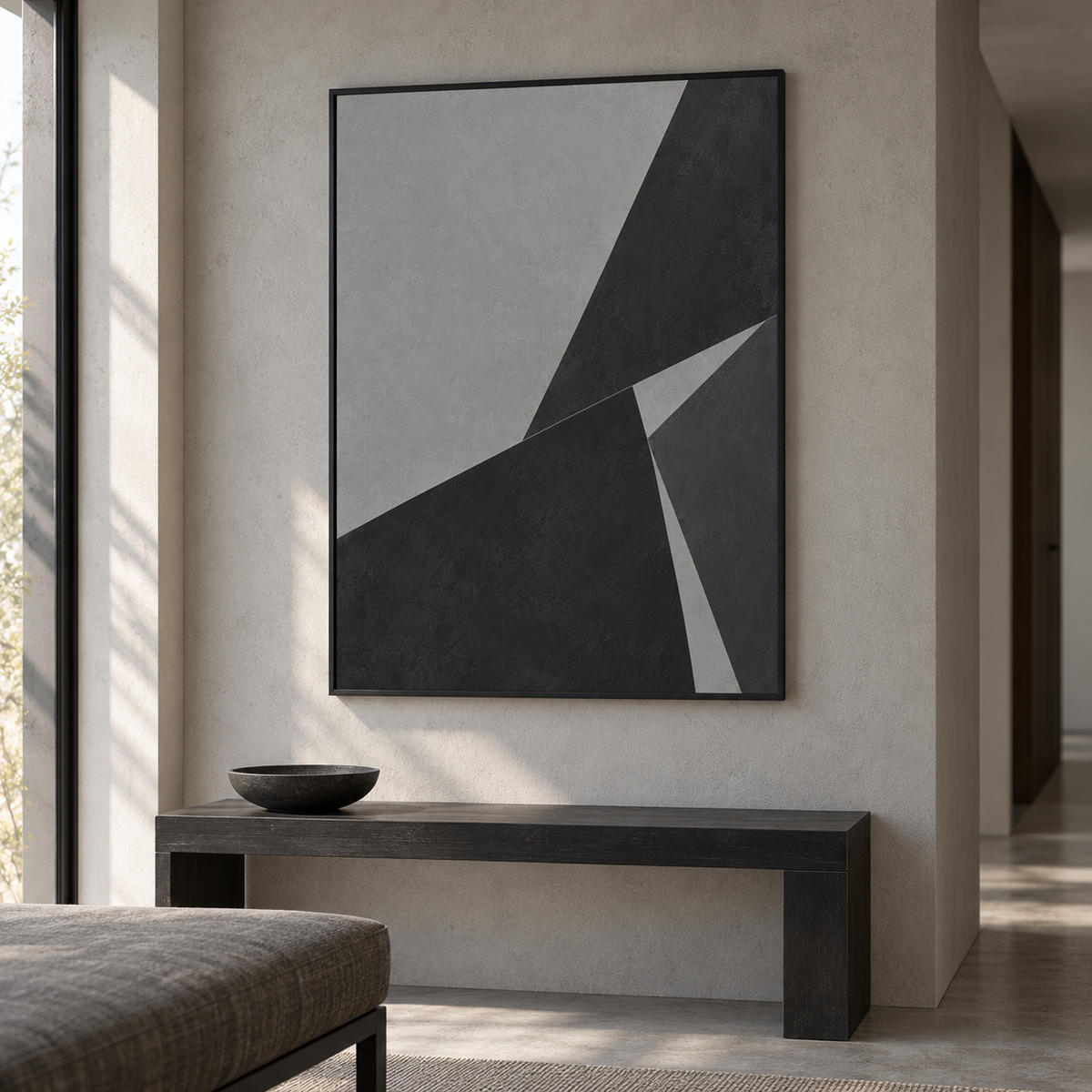 Oblique Rupture artwork displayed in an interior