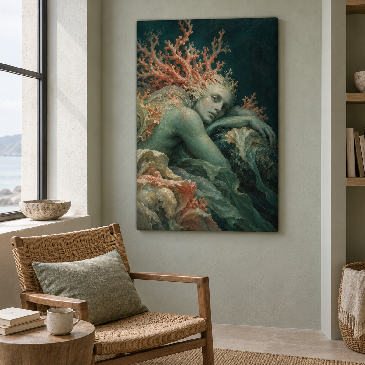 The Coral Hour artwork displayed in an interior