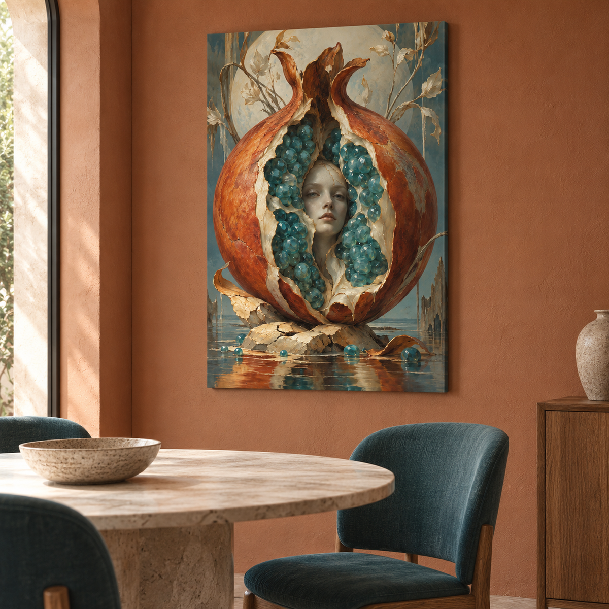 The Unopened Dawn artwork displayed in an interior