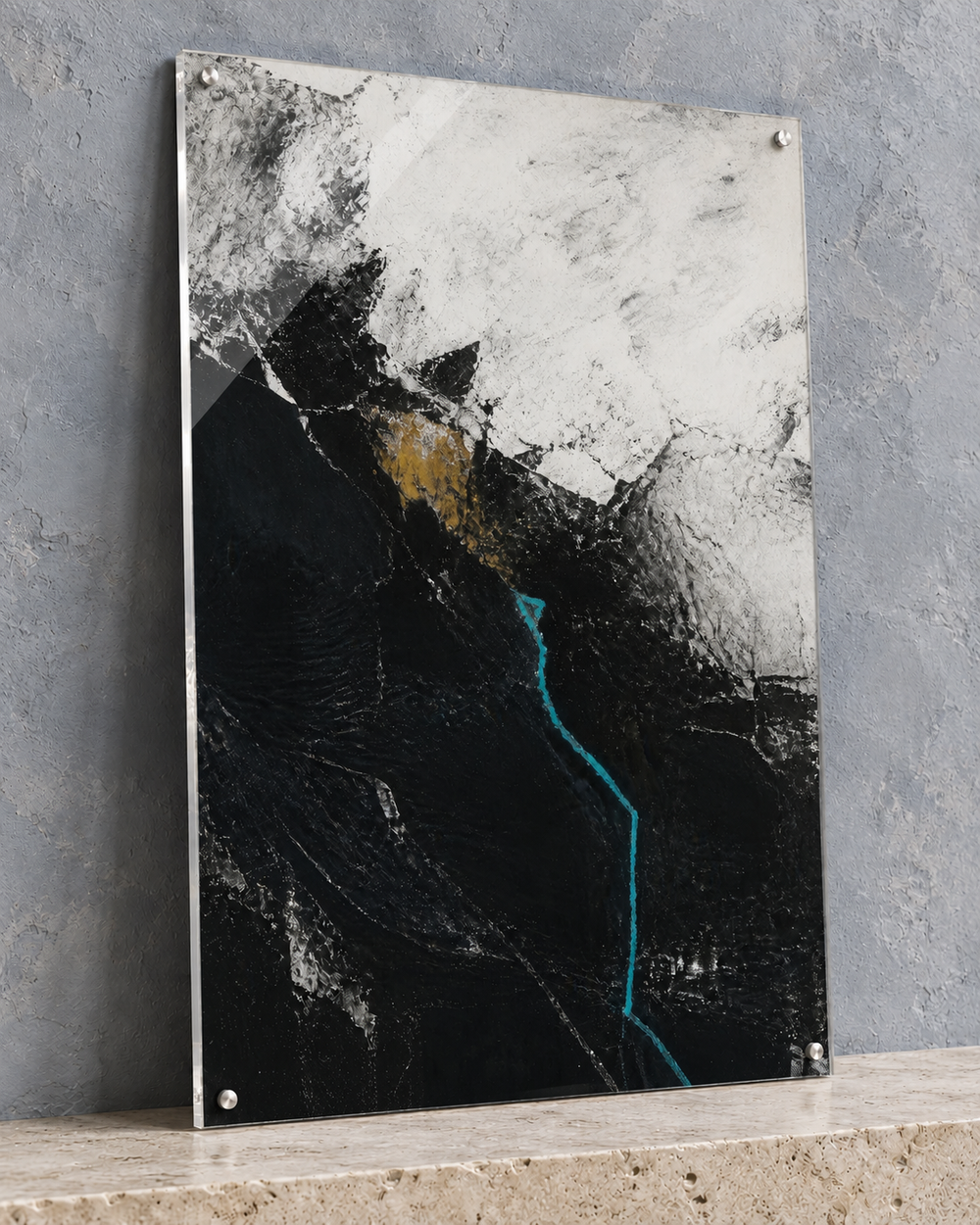 blue fault acrylic print — angle view
