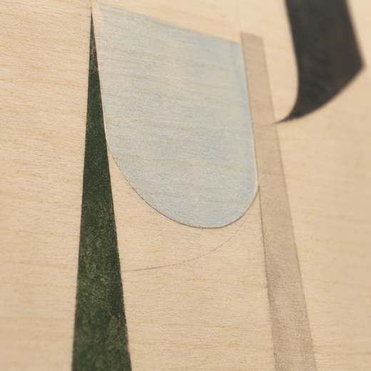 The Small Blue Curve | Wood Print — surface close-up