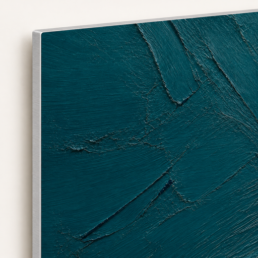Four Colours Meet | Brushed Aluminum Print — edge close-up