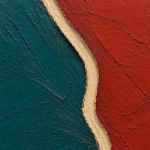 Four Colours Meet | Wood Print — surface close-up