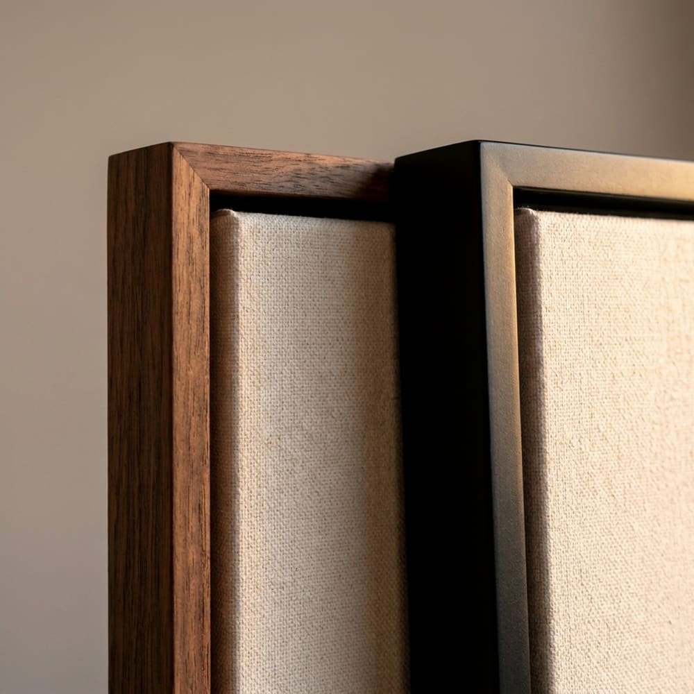 Framed Canvas — Black and Dark Wood floater frames