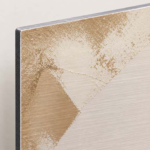 Where Ochre Meets Black | Brushed Aluminum Print — edge close-up