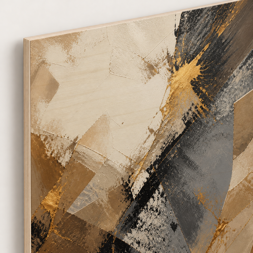 Where Ochre Meets Black | Wood Print — edge close-up