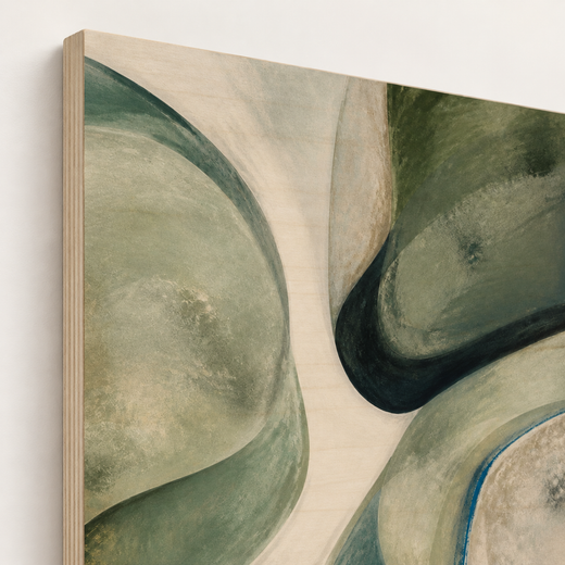 A Green Turn | Wood Print — edge close-up