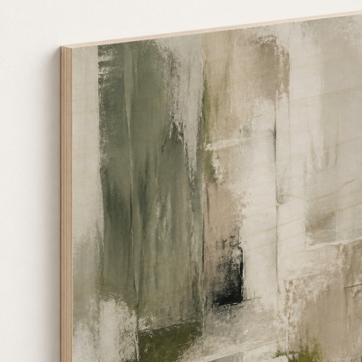 Green in the Mist | Wood Print — edge close-up