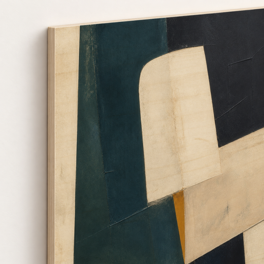 Stacked in Teal | Wood Print — edge close-up
