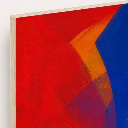 Red, Blue, Yellow | Wood Print — edge close-up