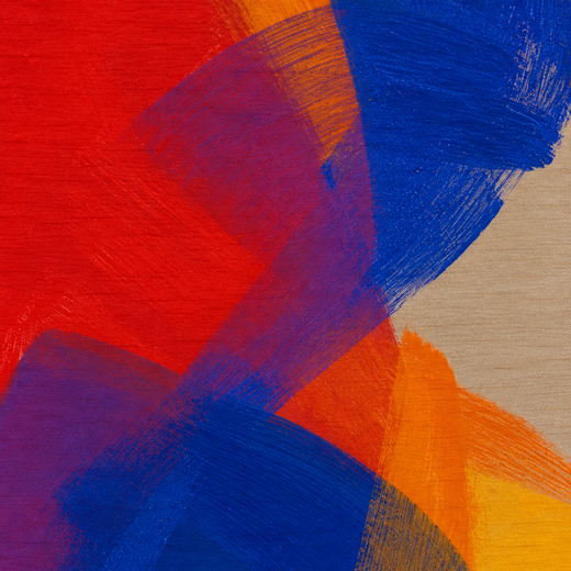 Red, Blue, Yellow | Wood Print — surface close-up