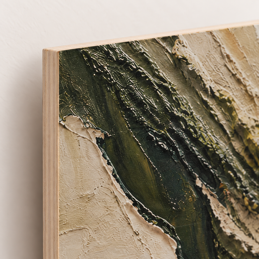 Between Stone and Green | Wood Print — edge close-up