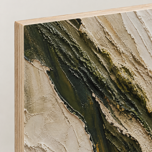Between Stone and Green | Wood Print — edge close-up